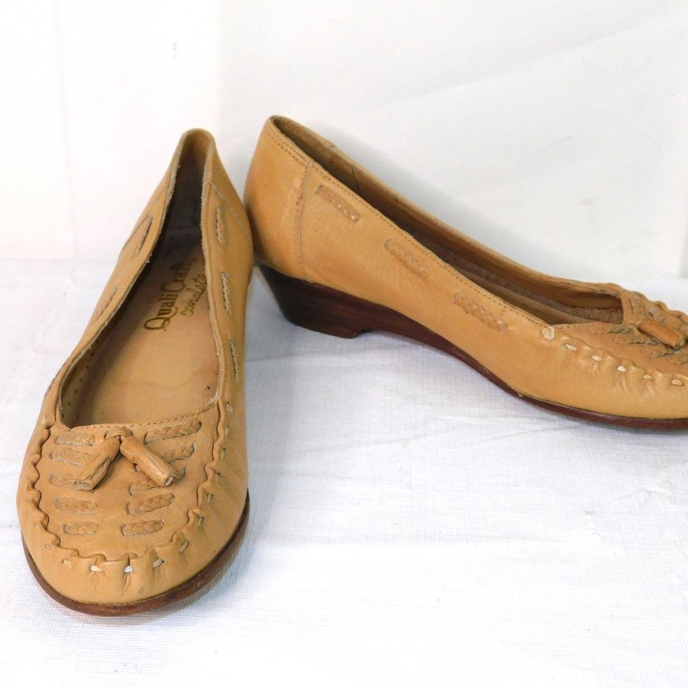 Quali Craft Casualets Tassel All Leather Slip On Loafers Shoes Size 7B